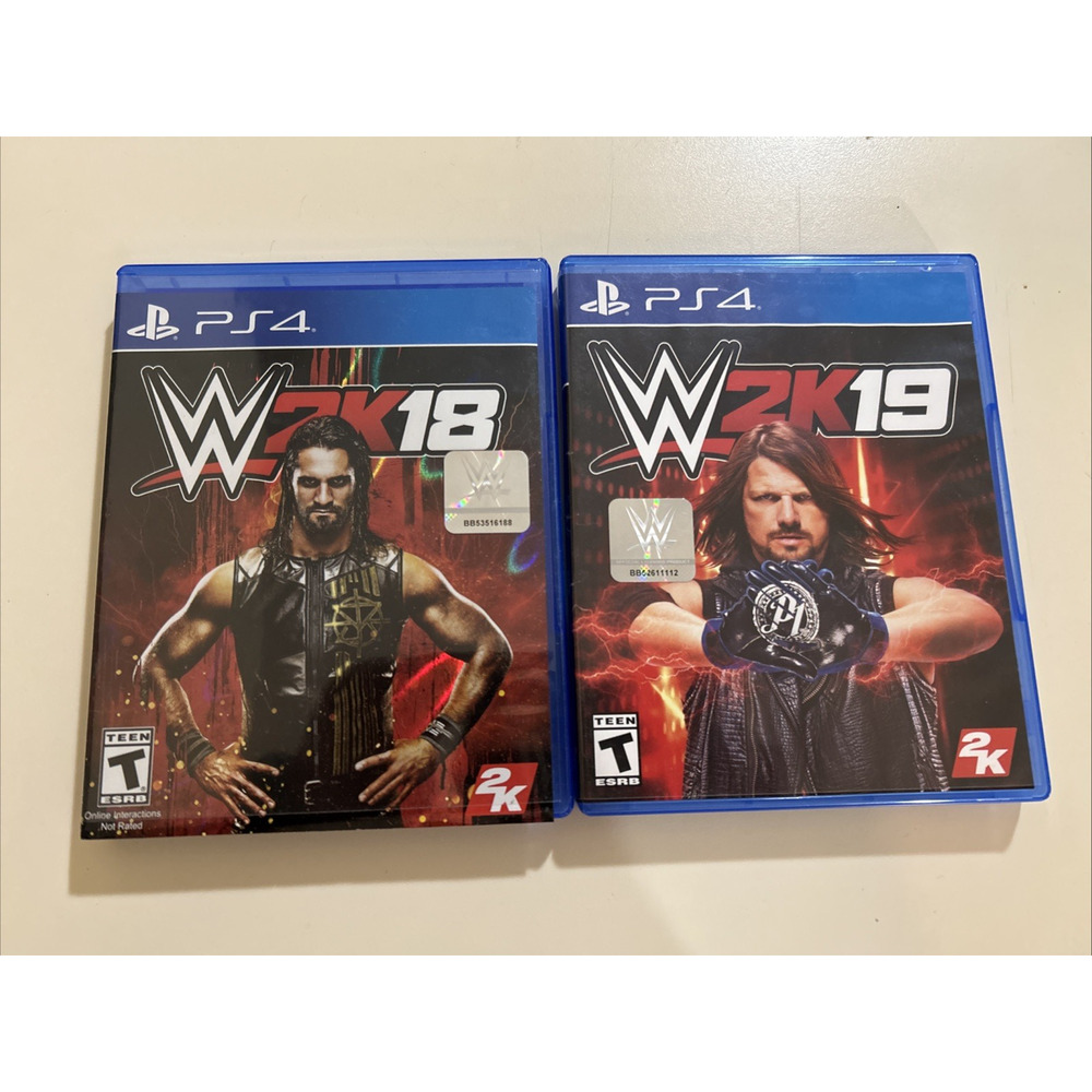 WWE 2K18 & WWE 2K19 Deluxe Ed Lot of 2 Sony PlayStation 4 PS4 Wrestling Games